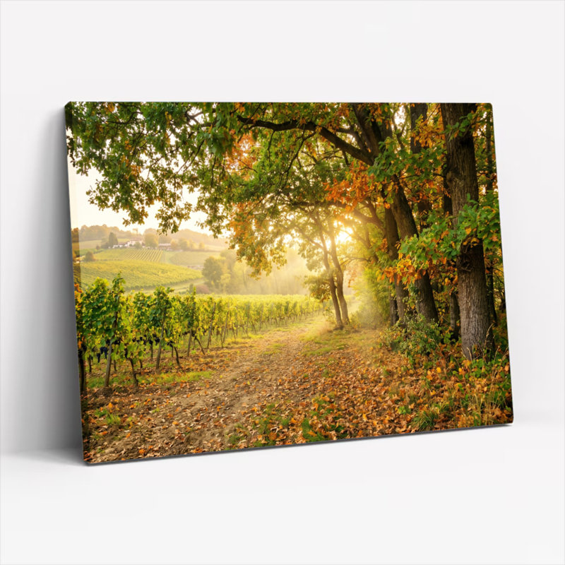 Ensemble de 1 tableau sur toile représentant un vignoble d'automne, H 28 po x l 40 po, Wrapped Canvas