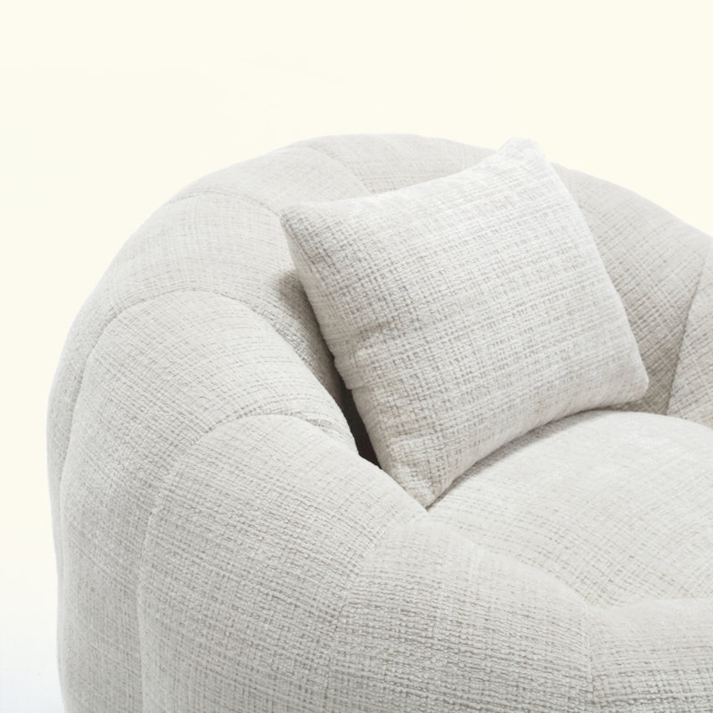 Modern Bean Bag Chairs, Comfy Round Chair For Adults With Ottoman, Leisure Single Sofa Reading Chair With Pillow For Living Room, Bedroom, Apartment