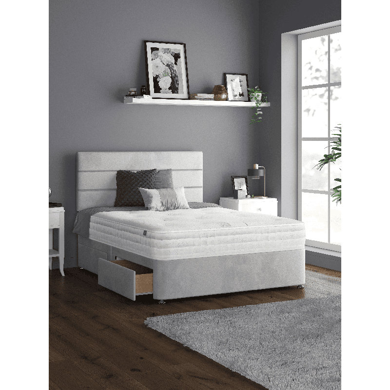 Hayder Divan Bed Base, 2 Left Drawers, Single (3'), Silver