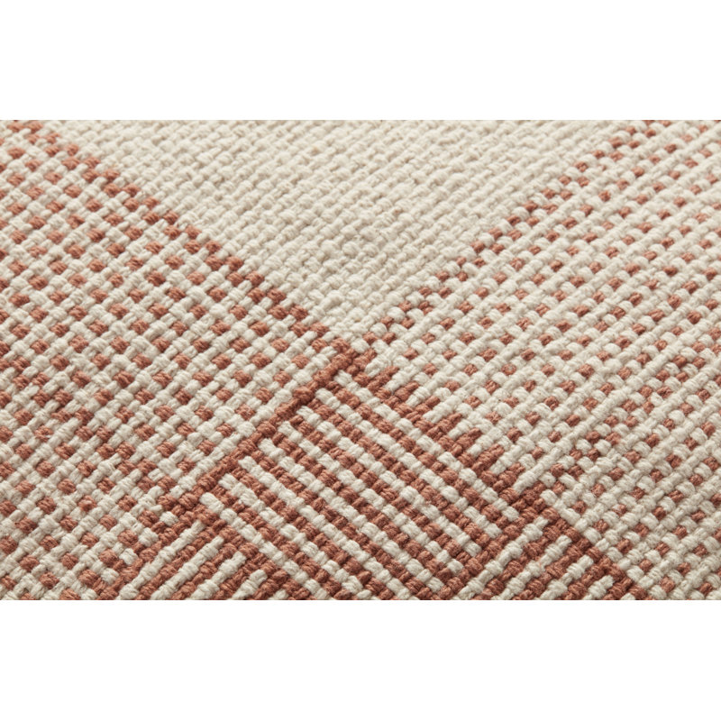 Cream and Terracotta Handwoven Cotton Accent Pillow, 22 inches