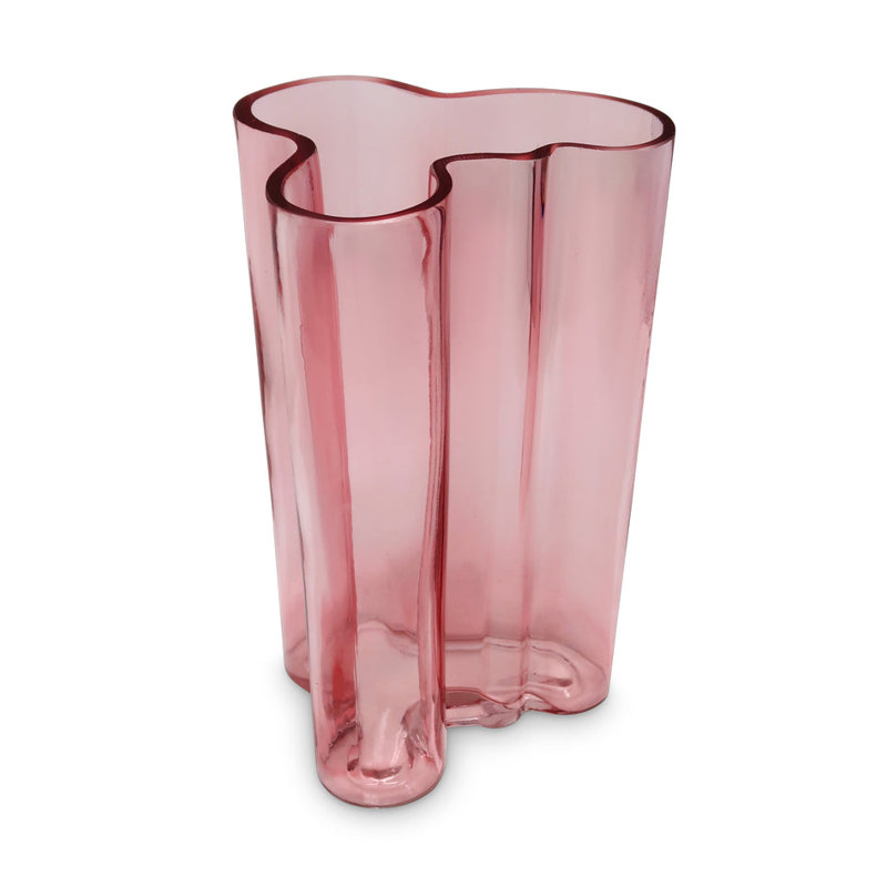 Tinted Curved Vase, 9.80" H x 5.50" W x 6.50" D, Pink