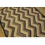 1960s Brown Zig Zag Vintage American Hooked Rug 4' x 6' Flatweave Wool Carpet