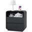 Ensemble de table de chevet 25 po H 2 po, table de bout noire avec station de charge et 2 tiroirs, table d'appoint courbée-837760137-834724020