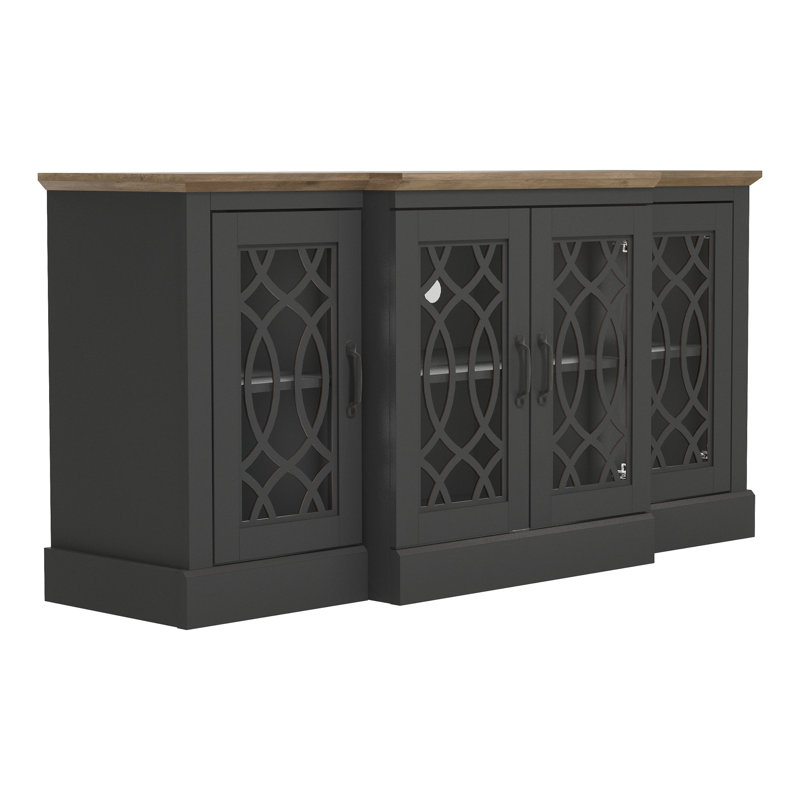 Eleana 60.4'' 4 Door Wide Accent Sideboard, Black/Knotty Oak