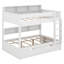 Lit superposé avec lit gigogne et tablettes de rangement, lits superposés en bois avec échelle-385877086-385877087