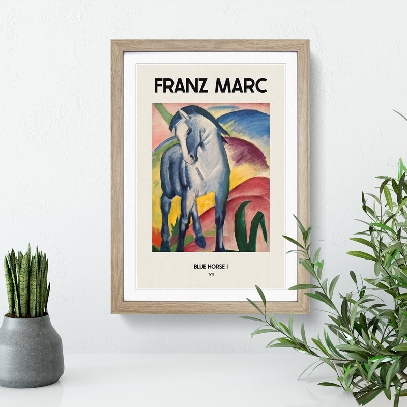 Blue Horse Vol.1 by Pierre-Auguste Renoir - Picture Frame Art Prints, Oak, 48cm H x 36cm W x 2cm D