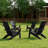 Aurra Set of 4 Oversized All-Weather Adirondack Chairs with Retractable Cup Holders HIPS Plastic Fire Pit Chairs（Black）-69850201