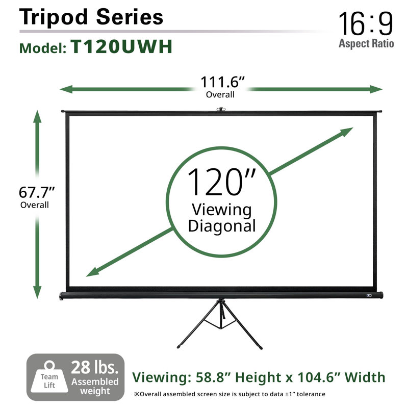 Elite Screens Portable Projector Screen Projector Screen, 120" Diagonal 16:9