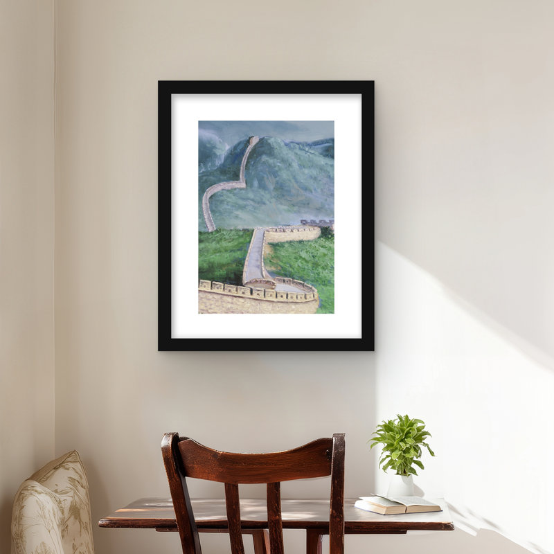 «Great Wall of China - Mountains», reproduction encadrée contemporaine