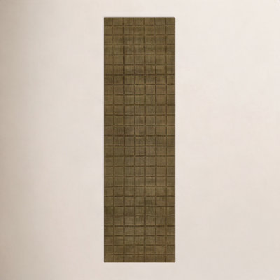 Meile Green Hand-Loomed Geometric Wool Rug
