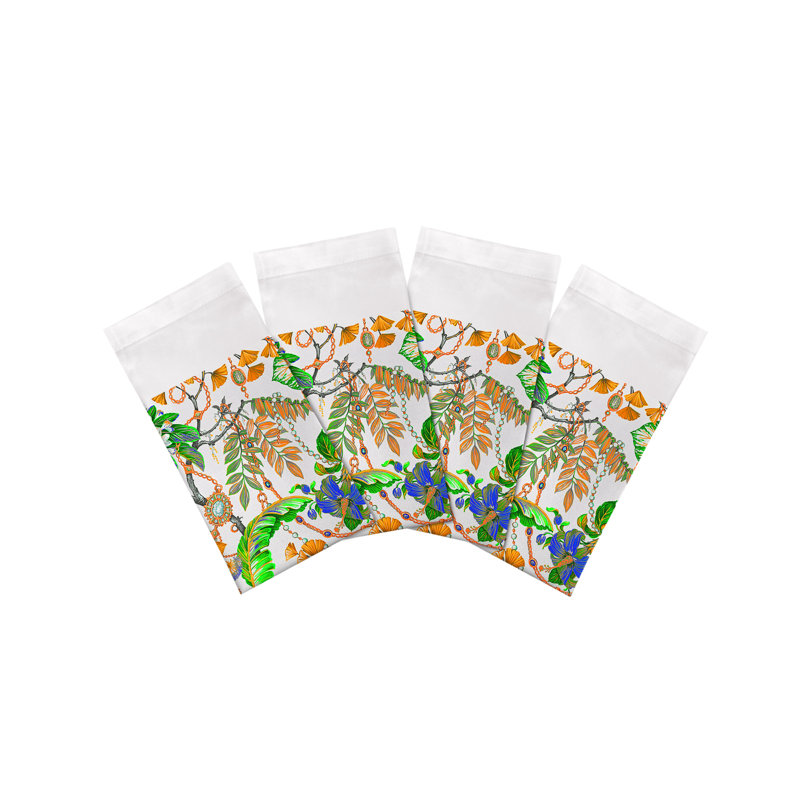 Plumeria Cotton Sateen Dinner Napkins, Tangerine