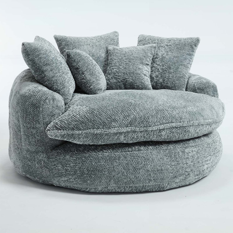Fauteuil de 55 po de long en mousse de polyester, fauteuil rond surdimensionné, canapé-lit moelleux et moderne pour les salons et les salles de détente