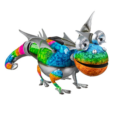 Metal Gradient Solar Dragon Garden Statue, 9.5in