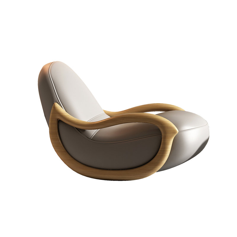 Chaise berçante à structure en bois massif, Gris