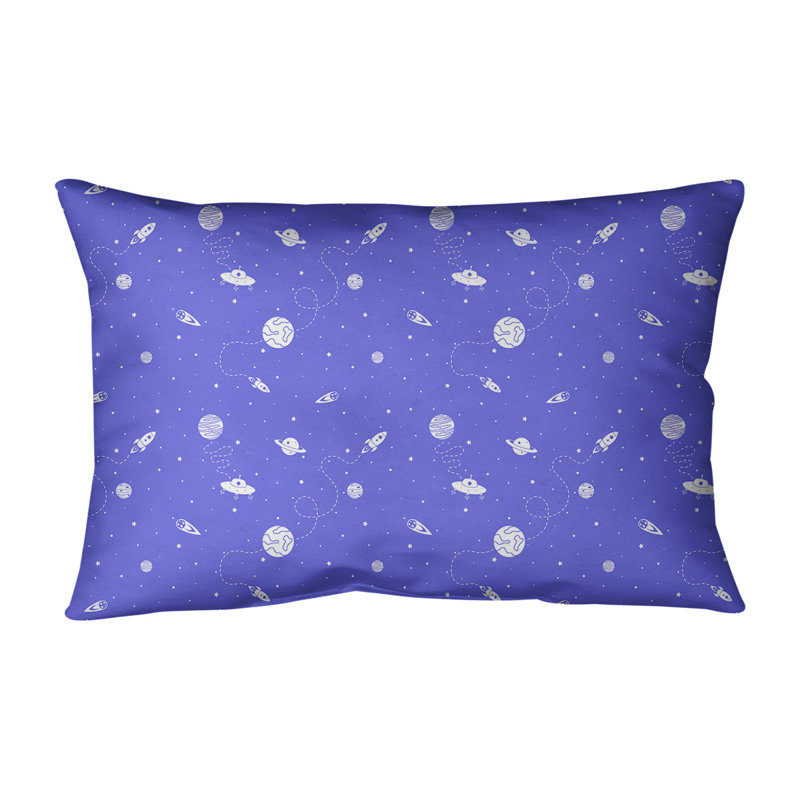 Housse de coussin rectangulaire Katelyn Elizabeth, Polyester / Bourre en polyester, Bleu / blanc