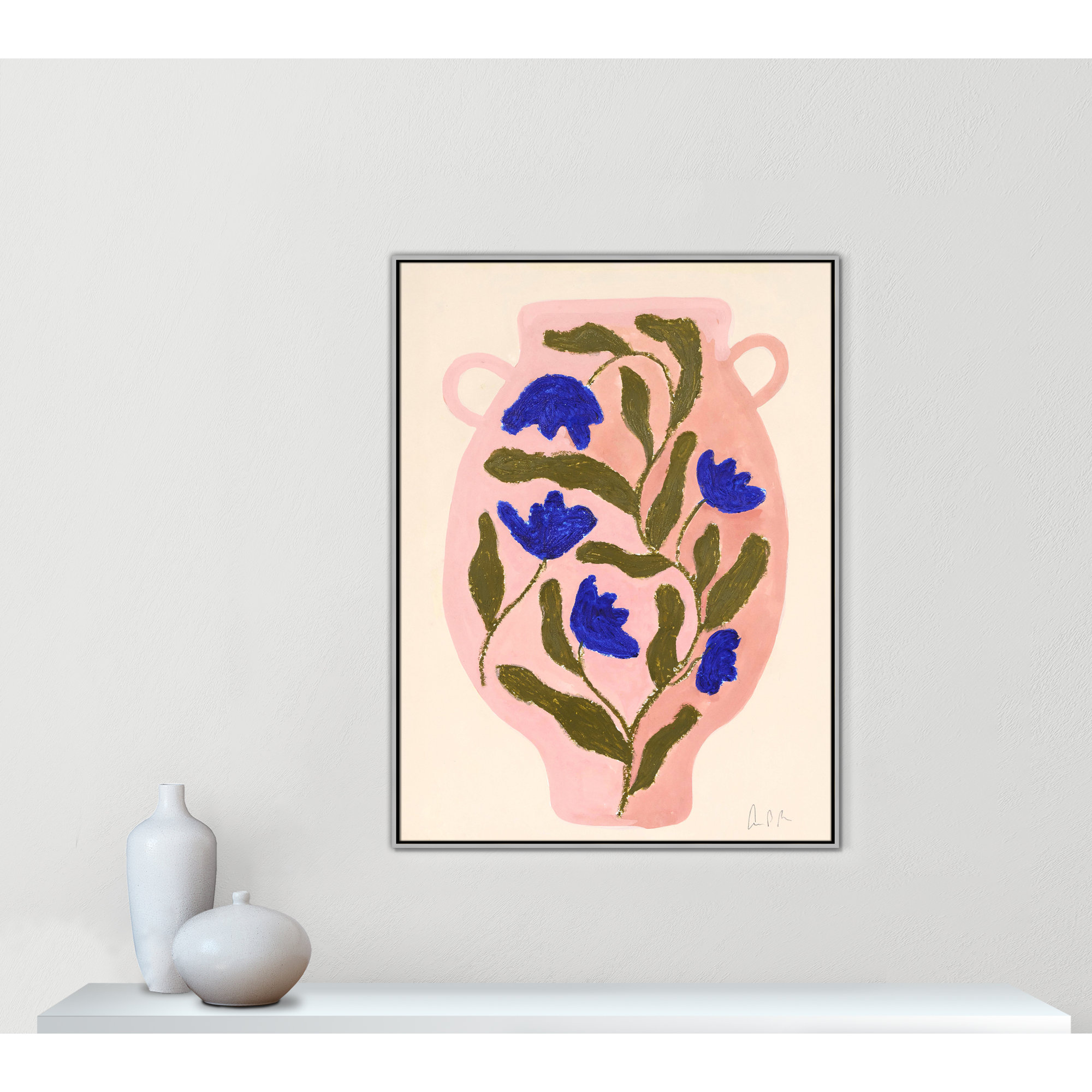 Vase No. 01 Print by Camilla Bergqvist, 49.5" H x 37.5" W, Silver