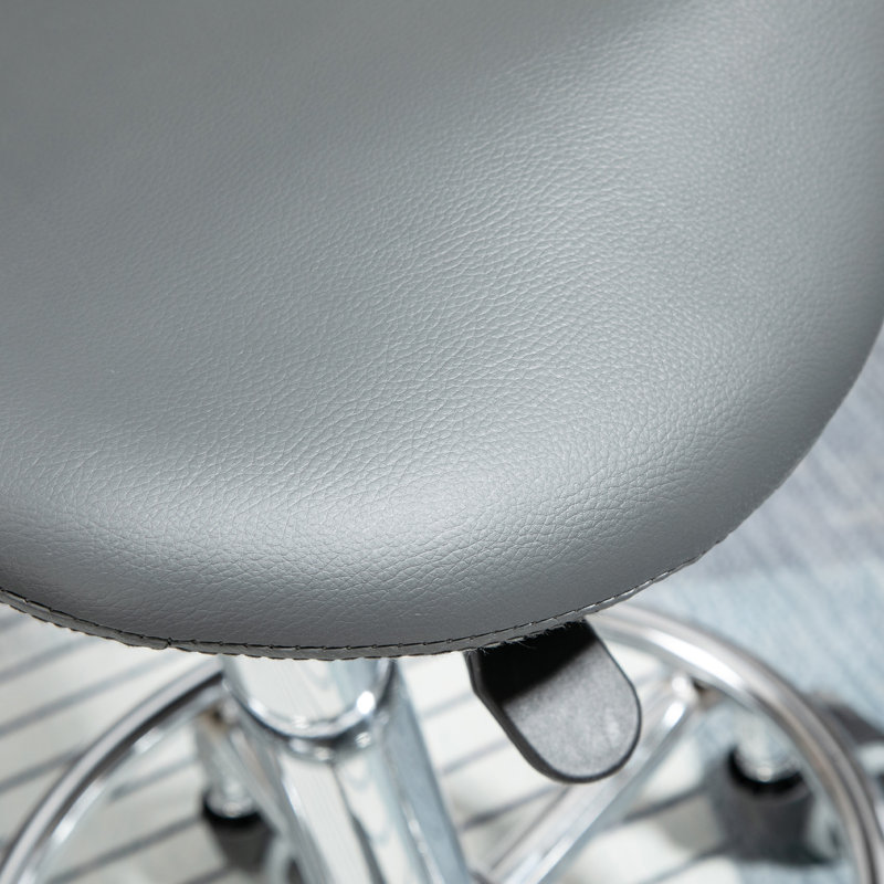 Wibaux Adjustable Height Lab Stool with Footring Wheels, Grey