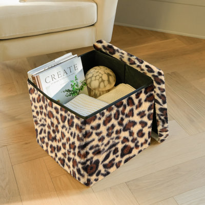 Go-Poufs Knock-Down Medium Cube Faux Fur Storage Ottoman |15"x15"x15"