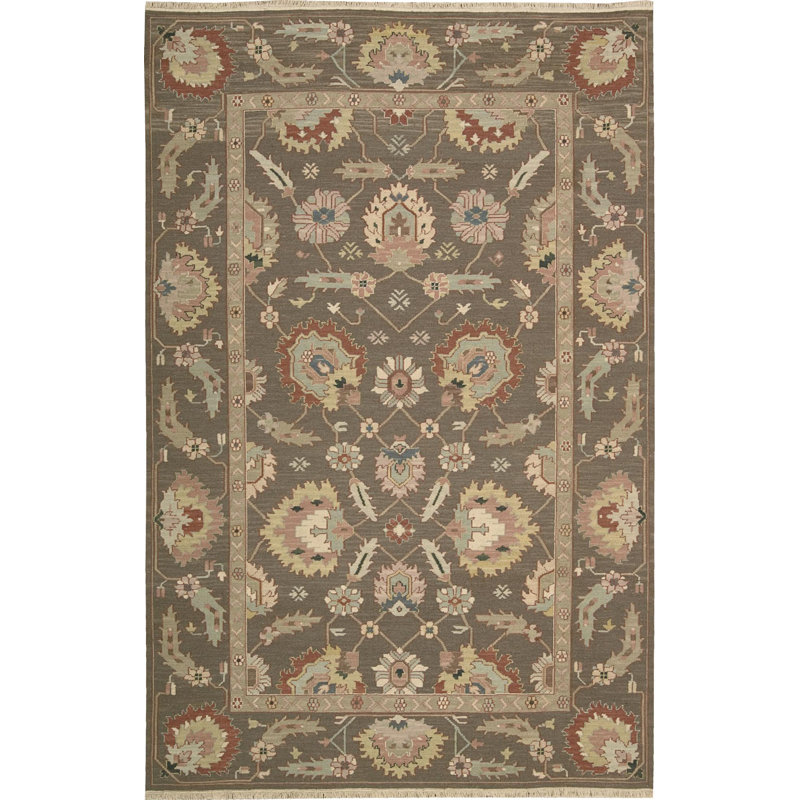 Tapis oriental en laine tissé à plat à la main Hillendale, Rectangle 12 pi x 18 pi
