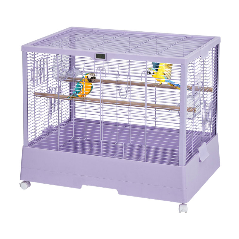 Cage de vol pour oiseaux en acier au carbone 23 po - Support roulant, plateau amovible, tablette de rangement, perchoirs, détection de température et d'humidité - pour perruches, cacahuètes, perruches, inséparables, petits et moyens oiseaux