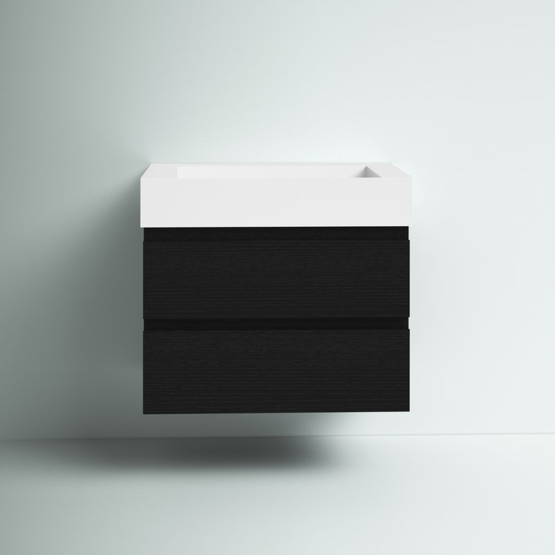 Babajide 29.5'' Single Bathroom Vanity with Acrylic Top, Rich Black Oak