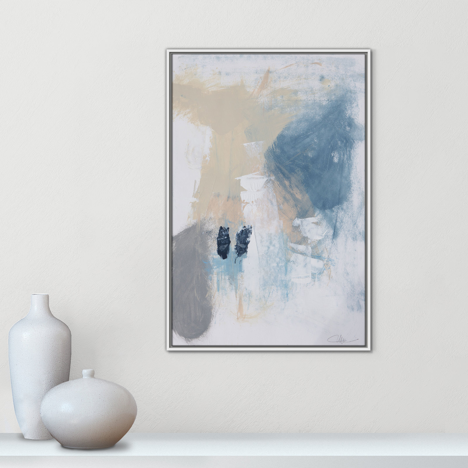 Coastal Carnival Collection "Coastal Carnival II" Print, White Floater Framed Canvas, No Mat, 37.5" H x 25.5" W x 2" D