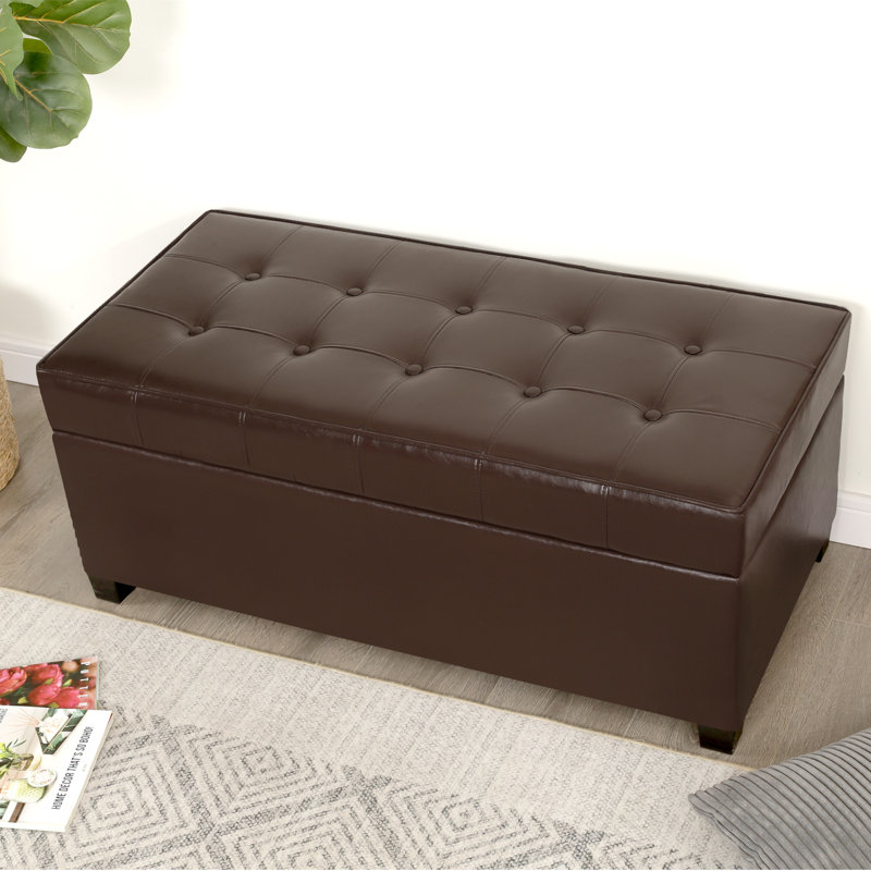 Banc de rangement avec repose-pieds 40 po, Espresso