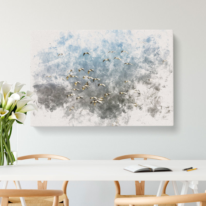 A Flock Of Egrets - Wrapped Canvas Print, 50cm H x 76cm W x 3cm D
