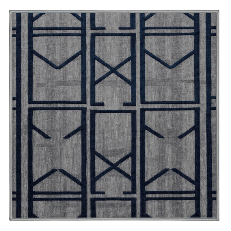 Machine Washable Trellis Gray Area Rug, Square 3'