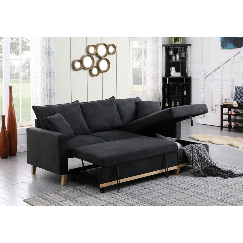 Canapé modulaire 85,76 po gris foncé avec rangement et méridienne escamotable