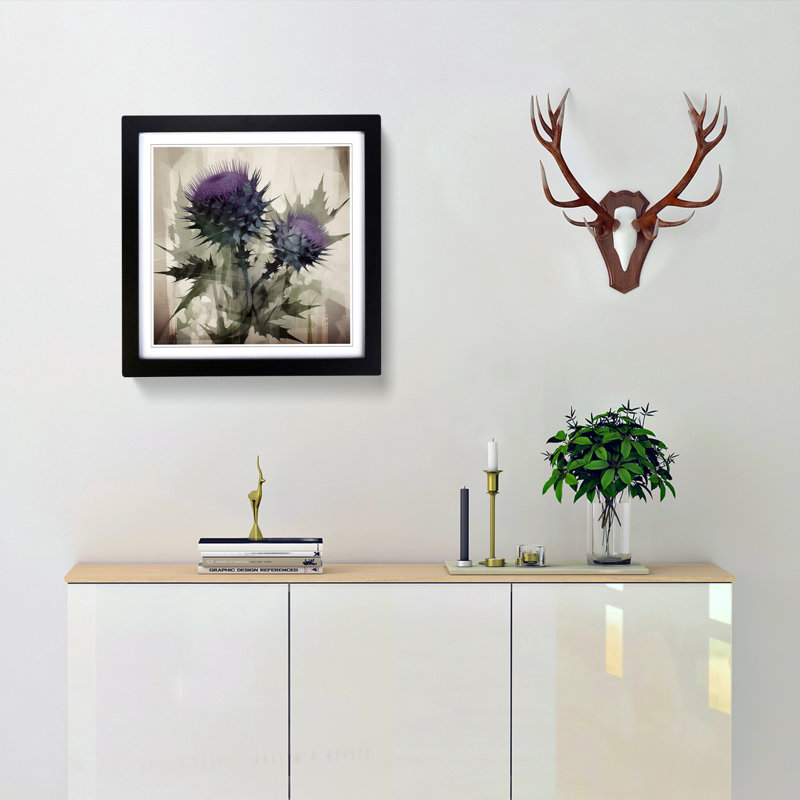 Thistle Constructivism - Framed Print, Black