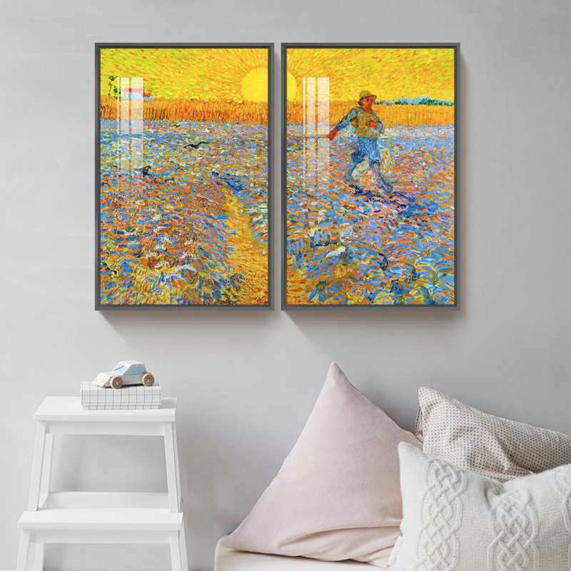 Ensemble de 2 reproductions d'art sur toile encadrées, Noir, L 16 po x H 24 po
