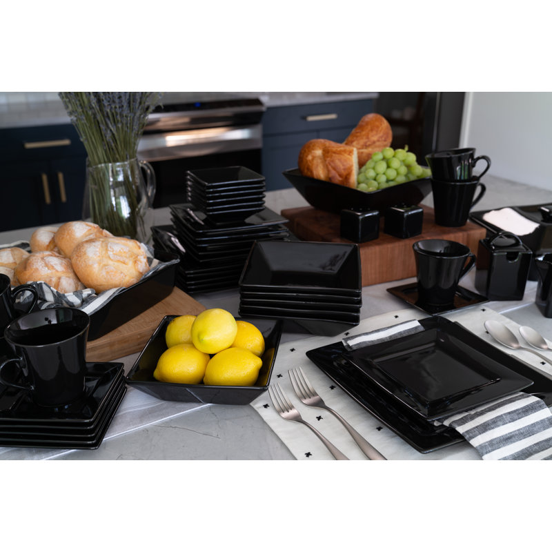 Service de table et service de vaisselle en grès 45 pièces Ten Strawberry Street - Service pour 6, Noir