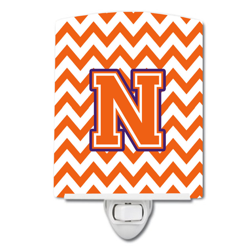 Éclairage de nuit en céramique chevron, Orange, N