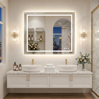 Miroir de salle de bain moderne certifié UL avec anti-buée