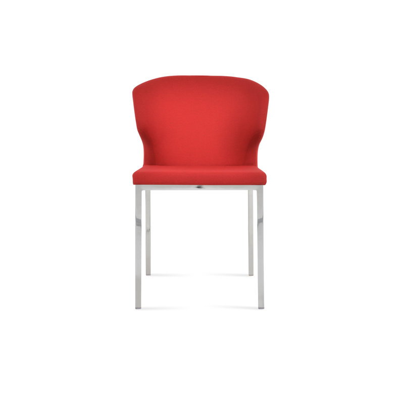 Chaise d'appoint à oreilles en métal Amed, Rouge d’époque, Chrome chrome