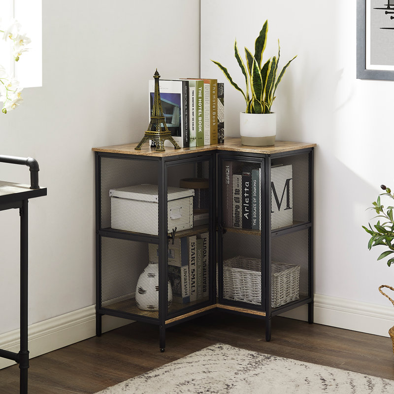 Buffet décoratif de coin en métal 2 portes Piscitelli, Gris
