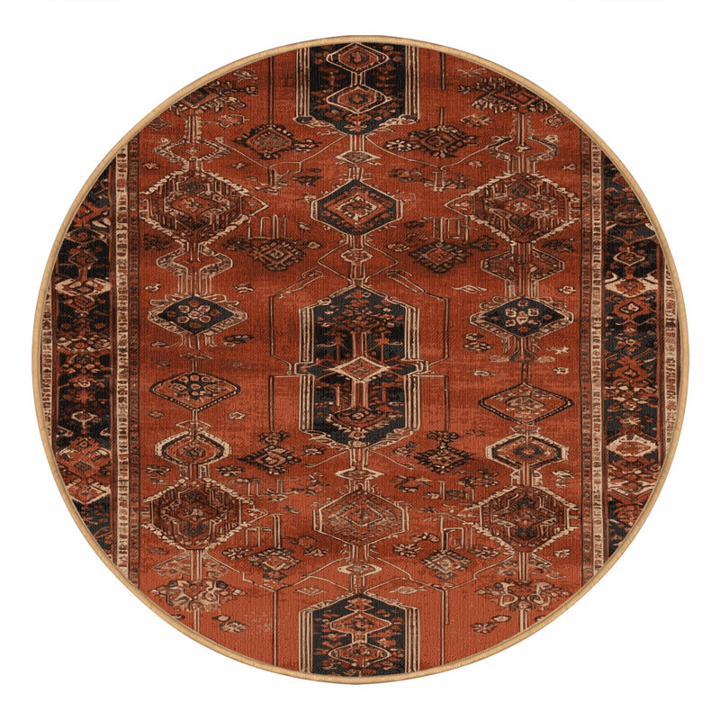 Tapis brun lavable à la machine, Rond 3 pi