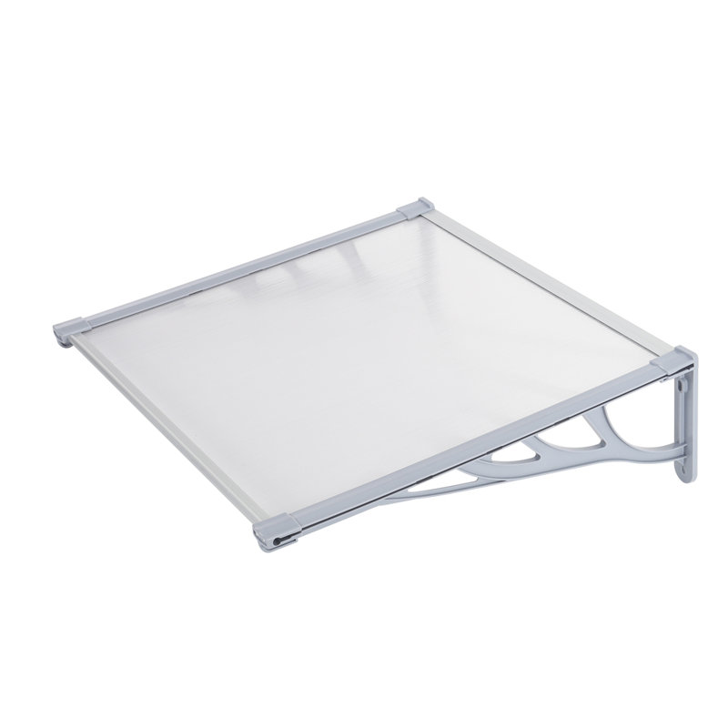 Dakota Fields 90cm D Plastic Cover Retractable Door / Window Awning, 28cm H x 150cm W x 90cm D, Clear/Silver