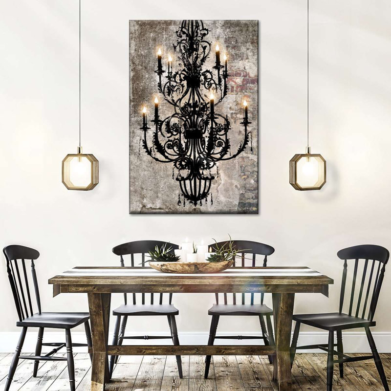 «Black Gothic Chandelier», reproduction sur toile, H 30 po x l 20 po x P 1,25 po