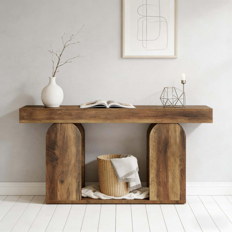 Modern Console Table with Open Shelf Storage