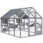 PawHut 9,2 pi Catio, abri pour chat extérieur avec condos et auvent, gris, bois-139058876