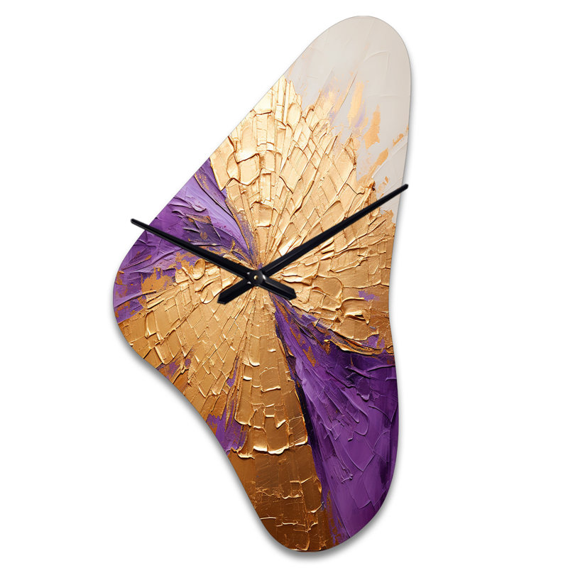 Yendy or et mauve lunaire, dessin d'une horloge murale asymétrique en métal, Moyenne