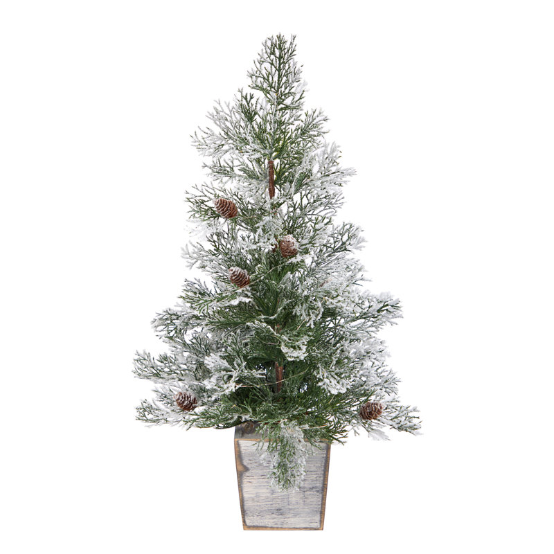 Arbre de Noël artificiel givré pré-éclairé avec pommes de pin