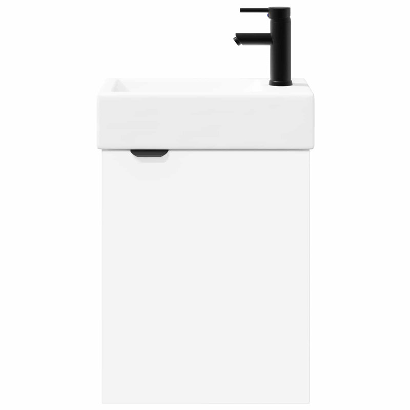  Bathroom Vanity Unit With Tap Engineered Wood And Ceramic Cabinet, White