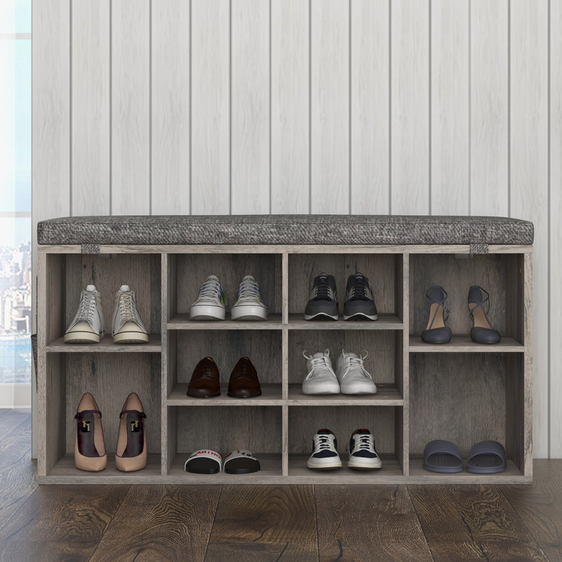Kropp 10 Pair Shoe Rack, Gray