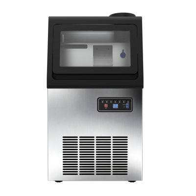13,58 po Machine à glaçons autoportante commerciale 80 lb / 24 H 15 lb. Rangement, acier inoxydable, double entrée d'eau