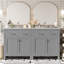 Meuble-lavabo de 60 po gris avec lavabos doubles, support de rangement et tablette ajustable-766944223