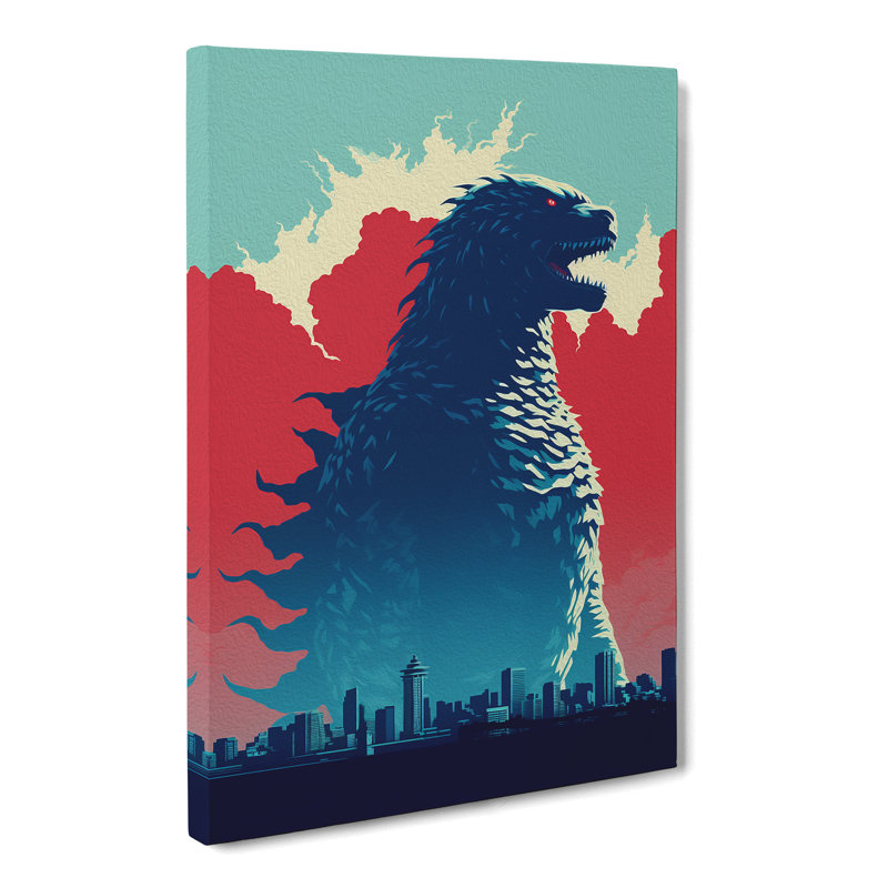 Godzilla Minimalism Art - Wrapped Canvas, 60cm H x 40cm W x 3cm D