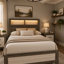 Ensemble de chambre pour grand lit, gris, blanc, bois de frêne clair, bois noir, ensemble de 3 pièces avec 2 tables de chevet-130622934